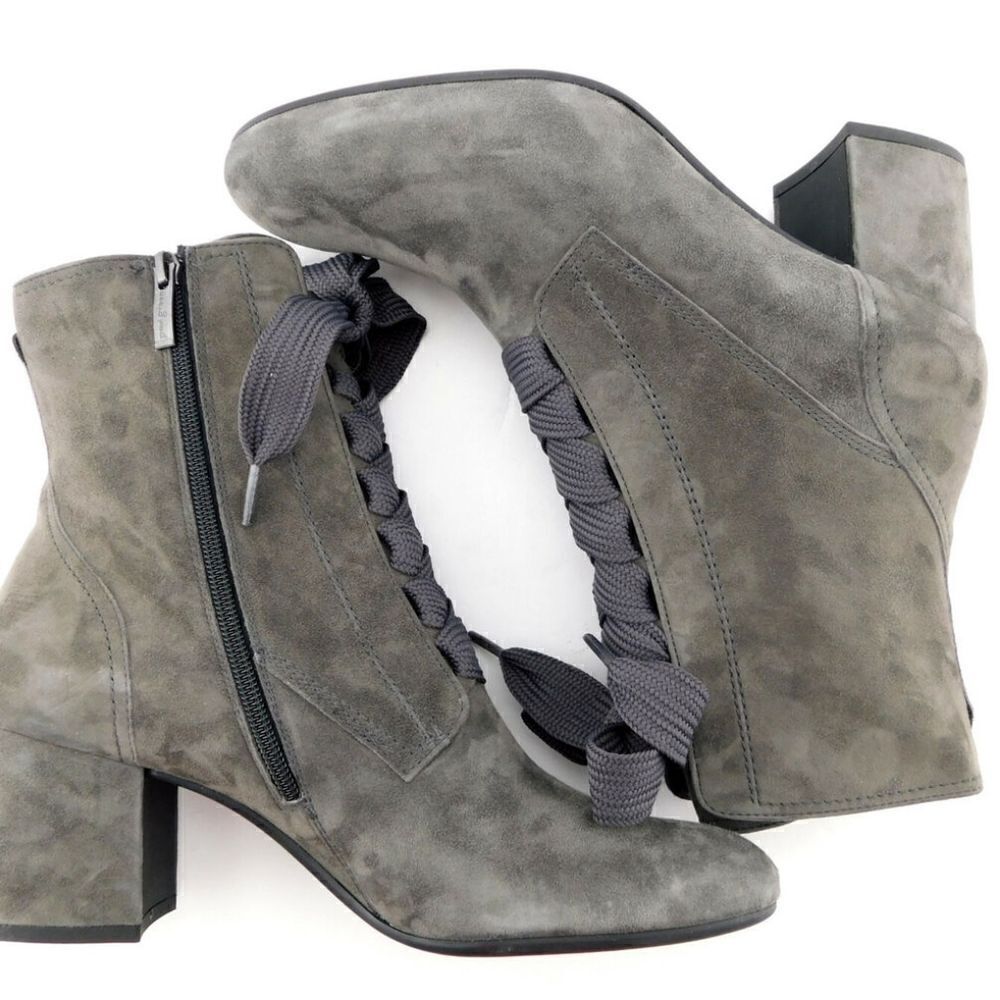 Paul Green Gray Suede Lace Up Boots